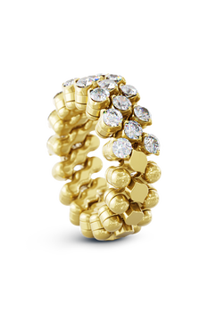 Brevetto 3-row Multi Size Ring in Yellow Gold