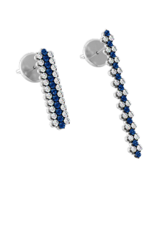 Brevetto 3-row Multi Size Earrings in White and Black Gold with Sapphires