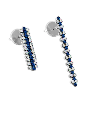 Brevetto 3-row Multi Size Earrings in White and Black Gold with Sapphires