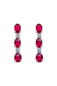 Oval Ruby and Diamond Pendant Earrings