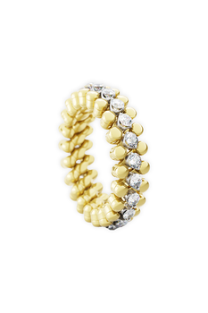 Brevetto 3-row Multi Size Ring in Yellow and White Gold
