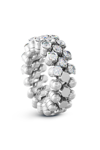 Brevetto 3-row Multi Size Ring in White Gold