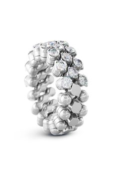 Brevetto 3-row Multi Size Ring in White Gold