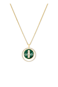 Yellow gold diamond necklace and Malachite Lucky Move