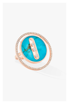 Lucky Move Turquoise LM Ring in Pink Gold Size 54