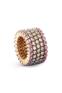 Serafino 5-row Ring Bracelet in Pink Gold with Pink Sapphires