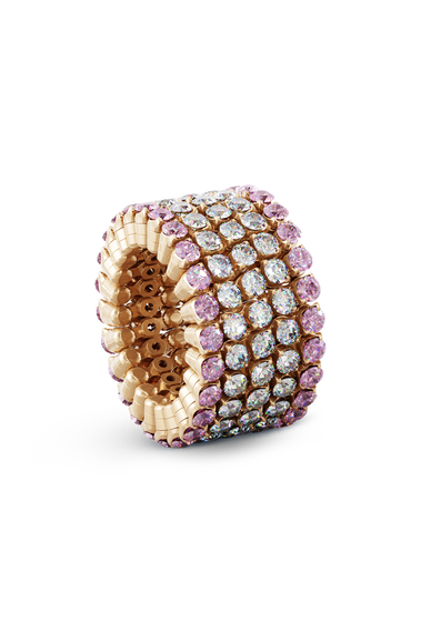 Serafino 5-row Ring Bracelet in Pink Gold with Pink Sapphires