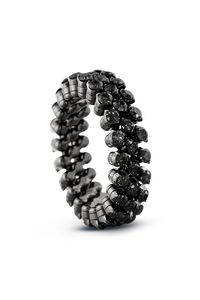 Brevetto 3-row Multi Size Ring in Black Gold with Black Diamonds