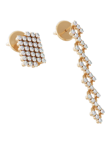Serafino 5-row Multi Size Earrings in Pink Gold