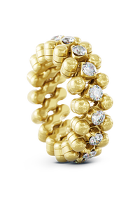 Brevetto 3-row Multi Size Ring in Yellow Gold
