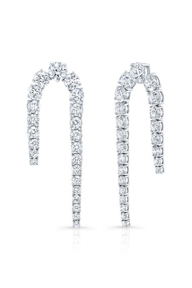 Candy Cane Diamond Earrings in White Gold