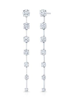 Bar Drop Earrings  in White Gold