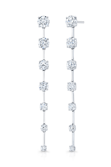 Bar Drop Earrings  in White Gold