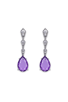 Pear Cut Purple Sapphire Earrings