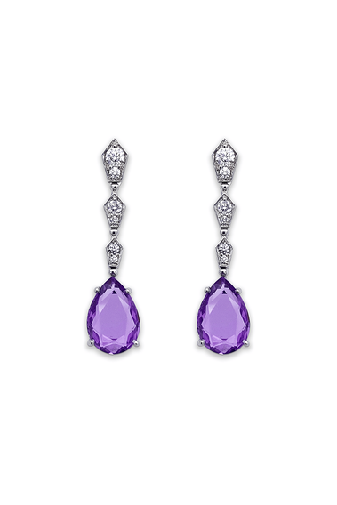 Pear Cut Purple Sapphire Earrings