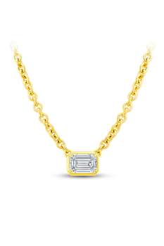 Emerald Cut Diamond Bezel Pendant in Yellow Gold