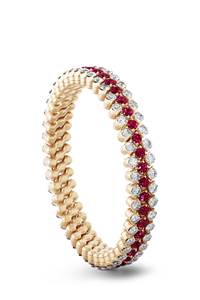 Brevetto 3-row Multi Size Bracelet in Pink Gold with Rubies