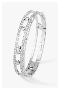 Move Romane Large Pavé Bangle in White Gold Size M