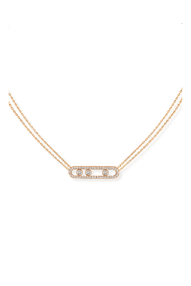 Move Classique Pav&eacute; Pendant in Pink Gold