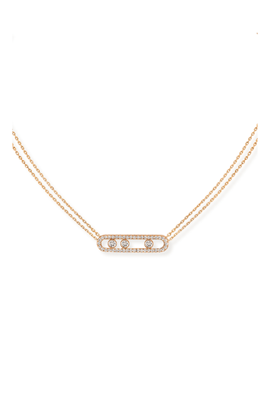 Pav&eacute; Pink gold diamond necklace Move