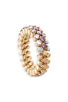 Brevetto 3-row Multi Size Ring in Pink Gold