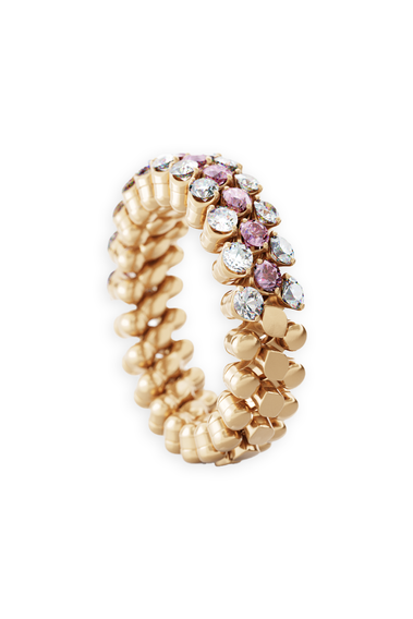 Brevetto 3-row Multi Size Ring in Pink Gold