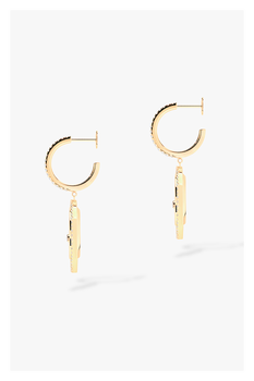 Lucky Move Malachite Earrings in Yellow Gold
