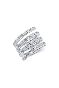 Baguette Cut Diamond Coil Ring in White Gold