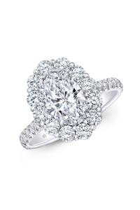 Oval cut Diamond Cluster Solitaire in White Gold