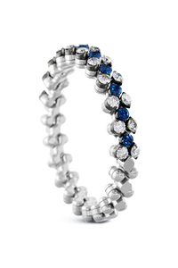 Brevetto 3-row Multi Size Ring in White and Black Gold with Sapphires