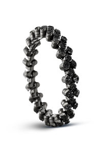 Brevetto 3-row Multi Size Ring in Black Gold with Black Diamonds
