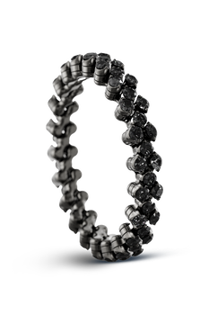 Brevetto 3-row Multi Size Ring in Black Gold with Black Diamonds