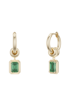 Zahra Emerald Cut Vert Hoop Earrings