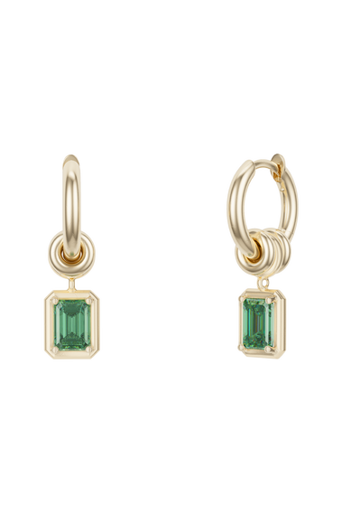 Zahra Emerald Cut Vert Hoop Earrings