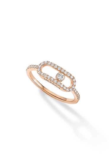 Move Uno LM Pav&eacute; Ring in Pink Gold Size 57