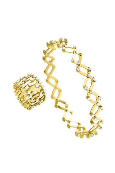Serafino 1942 7-row Ring Bracelet in Yellow and White Gold