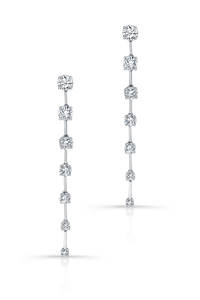 Bar Drop Earrings in White Gold