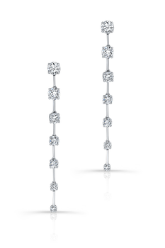 Bar Drop Earrings in White Gold
