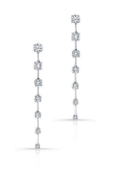 Bar Drop Earrings in White Gold