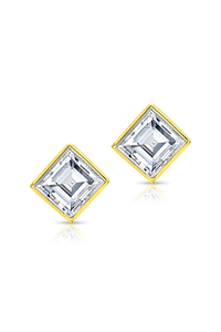 Carré Cut Diamond Studs in Yellow Gold
