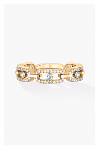 Move Link Multi Pavé Ring in Yellow Gold Size 54