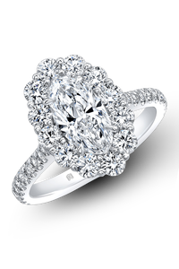 Moval cut Diamond Cluster Ring in White Gold