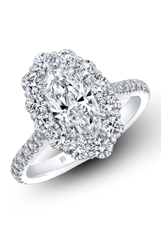 Moval cut Diamond Cluster Ring in White Gold