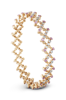 Serafino 5-row Ring Bracelet in Pink Gold with Pink Sapphires