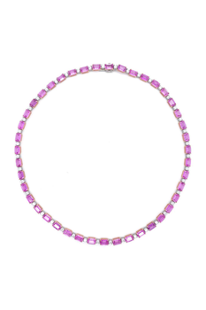 Oval Pink Sapphire and Diamond Necklace