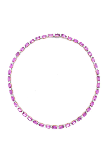 Oval Pink Sapphire and Diamond Necklace