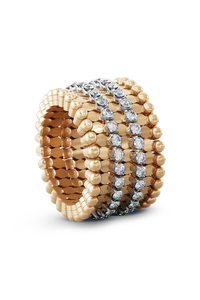Serafino Alternato 7-row Ring Bracelet in Pink and White Gold