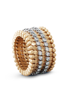 Serafino Alternato 7-row Ring Bracelet in Pink and White Gold