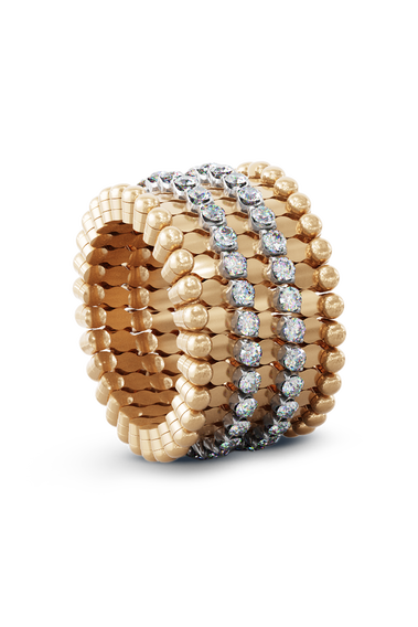 Serafino Alternato 7-row Ring Bracelet in Pink and White Gold