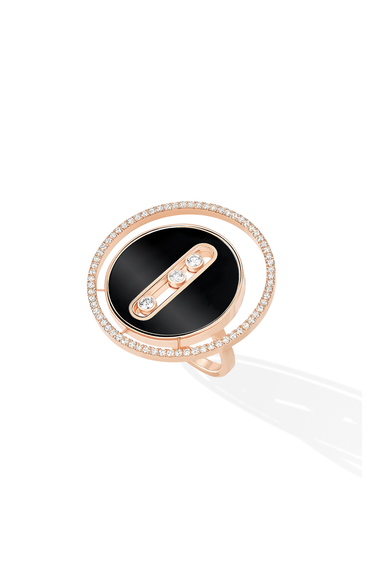 Lucky Move Onyx LM Ring in Pink Gold Size 54